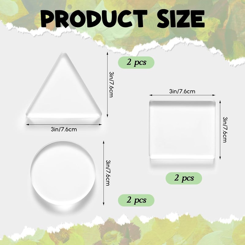 Ripeng 6 Pack Monoprinting Print Plates 3 Inch Small Gel Printing Plates Reusable Circle Triangle Square Printmaking Supplies for Art for Card Making Scrapbooking Arts and Crafts - Image 2